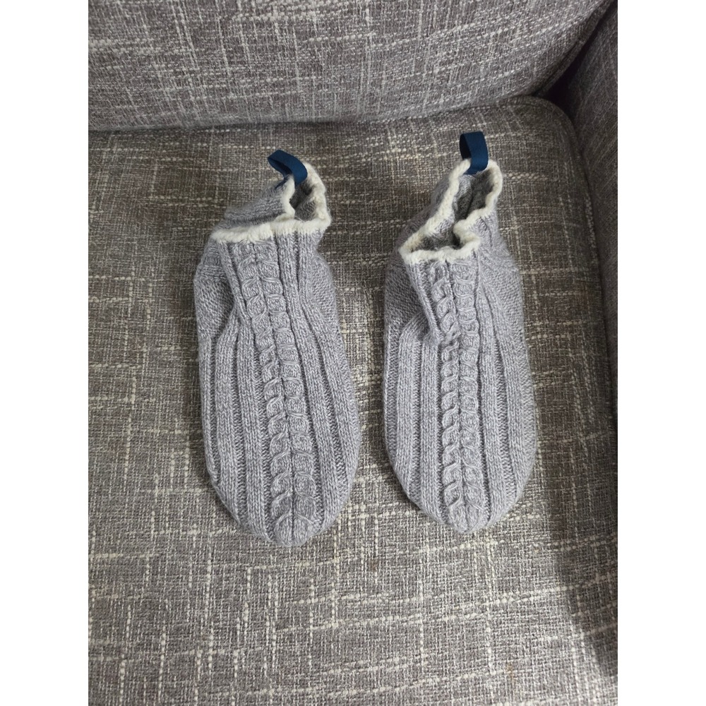 Bombas Women Gripper Slippers Gray Cable Knit Faux Shearling Lined Size Medium